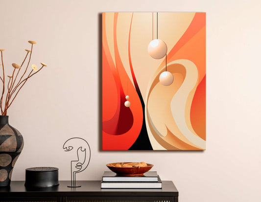 Dance of Luminous Spheres Amidst Warm Hues - Canvas Print - Artoholica Ready to Hang Canvas Print