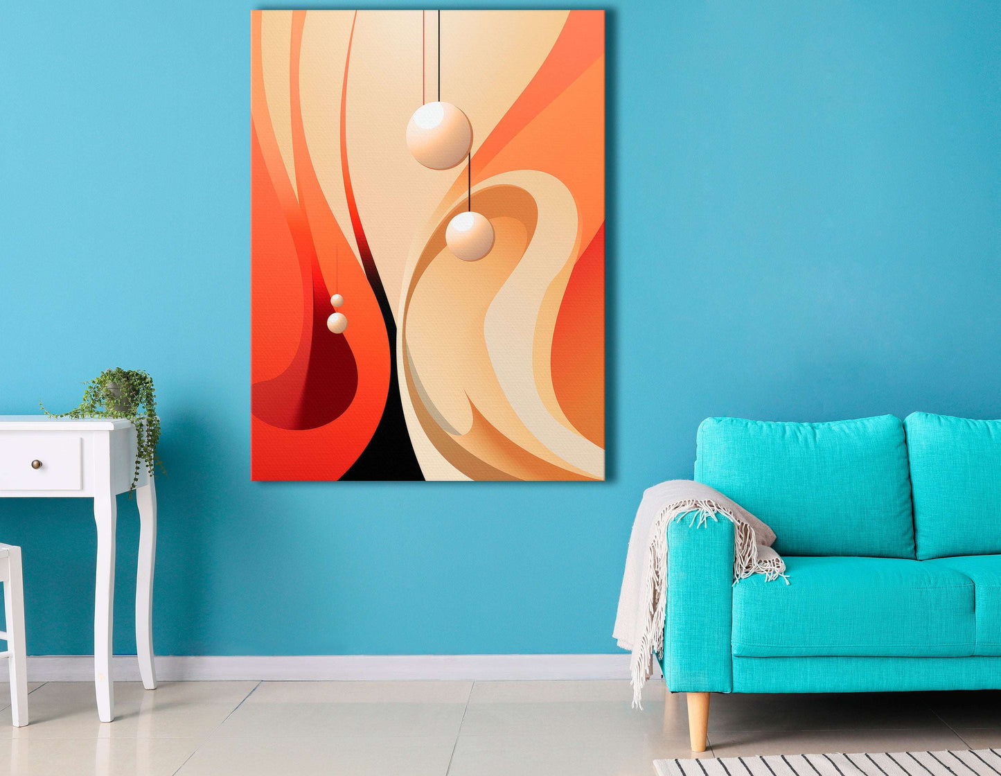 Dance of Luminous Spheres Amidst Warm Hues - Canvas Print - Artoholica Ready to Hang Canvas Print