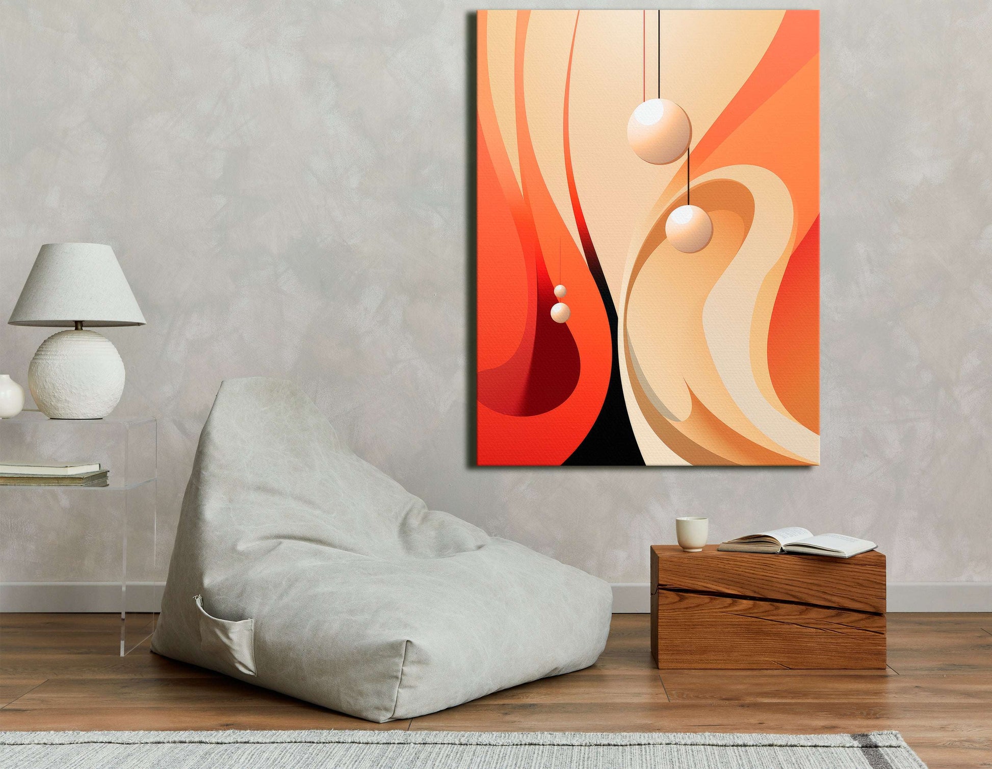 Dance of Luminous Spheres Amidst Warm Hues - Canvas Print - Artoholica Ready to Hang Canvas Print