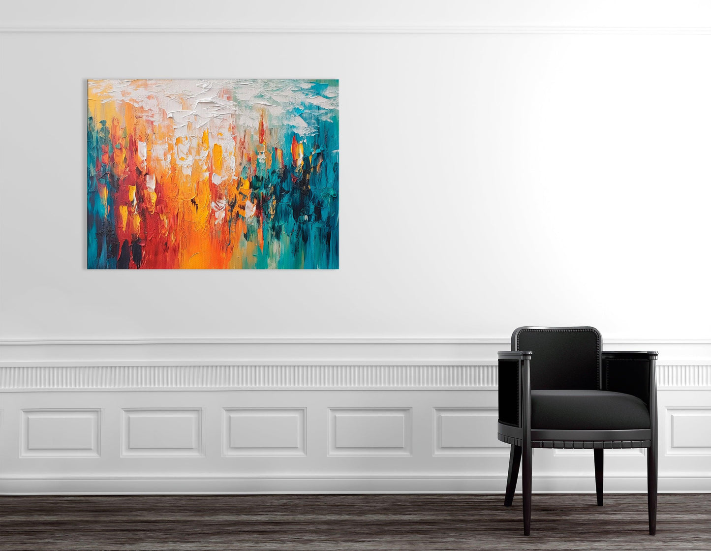 Dance of Orange and Teal Splashes - Canvas Print - Artoholica Ready to Hang Canvas Print