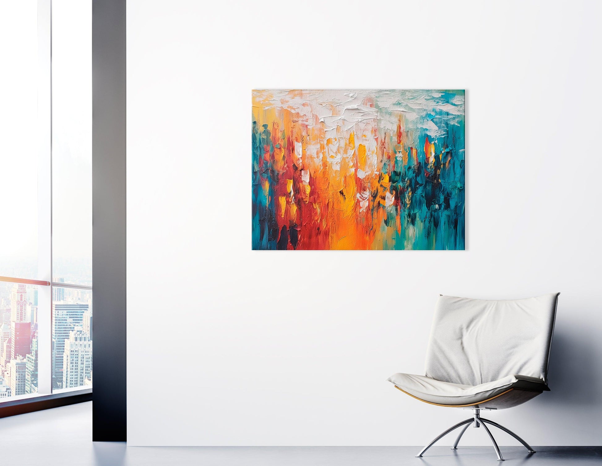 Dance of Orange and Teal Splashes - Canvas Print - Artoholica Ready to Hang Canvas Print