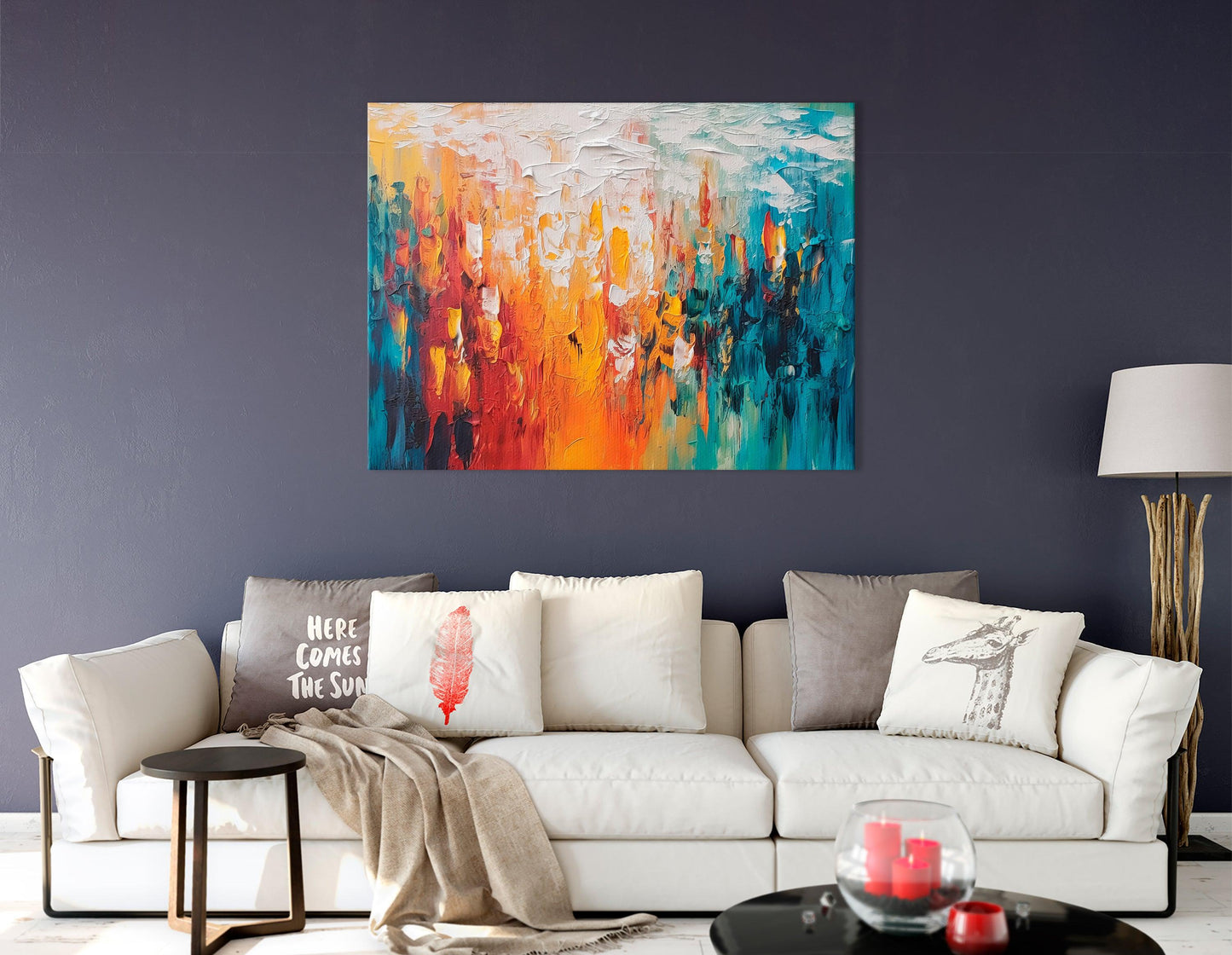 Dance of Orange and Teal Splashes - Canvas Print - Artoholica Ready to Hang Canvas Print