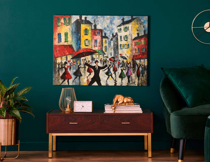 Dancing Crowd at City Square - Canvas Print - Artoholica Ready to Hang Canvas Print