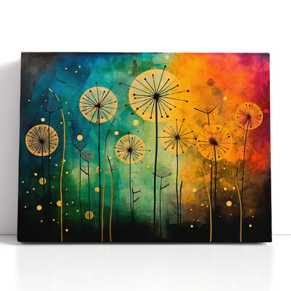 Dandelion in Colorful Hues with Golden Palette - Canvas Print - Artoholica Ready to Hang Canvas Print