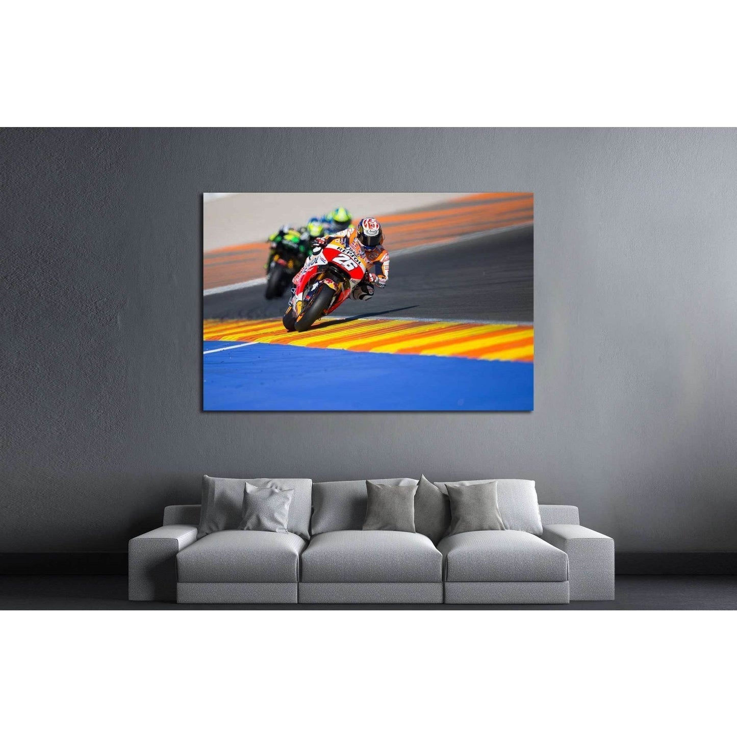 Dani Pedrosa during Motogp Grand Prix, Valencia, Spain №1893 Ready to Hang Canvas PrintCanvas art arrives ready to hang, with hanging accessories included and no additional framing required. Every canvas print is hand-crafted, made on-demand at our worksh