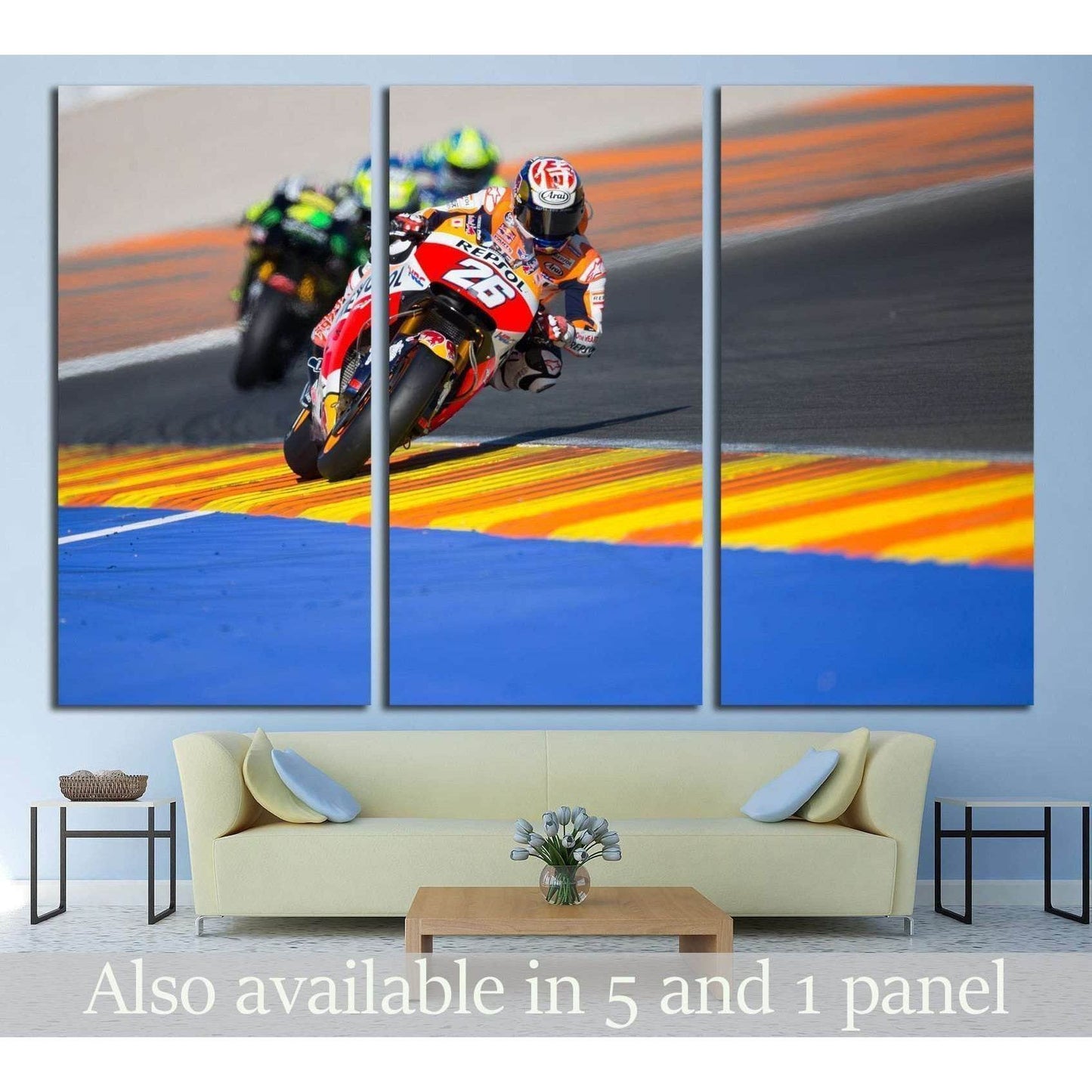 Dani Pedrosa during Motogp Grand Prix, Valencia, Spain №1893 Ready to Hang Canvas PrintCanvas art arrives ready to hang, with hanging accessories included and no additional framing required. Every canvas print is hand-crafted, made on-demand at our worksh