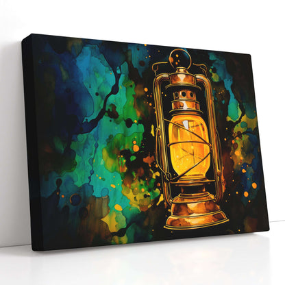 Dark Gold Lantern on Smokey Background - Canvas Print - Artoholica Ready to Hang Canvas Print