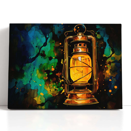Dark Gold Lantern on Smokey Background - Canvas Print - Artoholica Ready to Hang Canvas Print