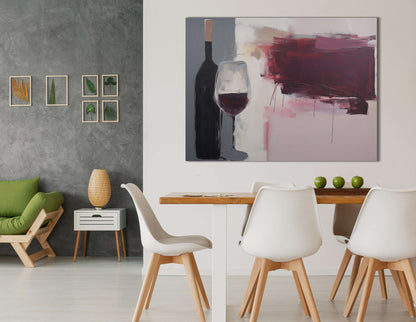 Dark Wine Bottle and Glass - Canvas Print - Artoholica Ready to Hang Canvas Print