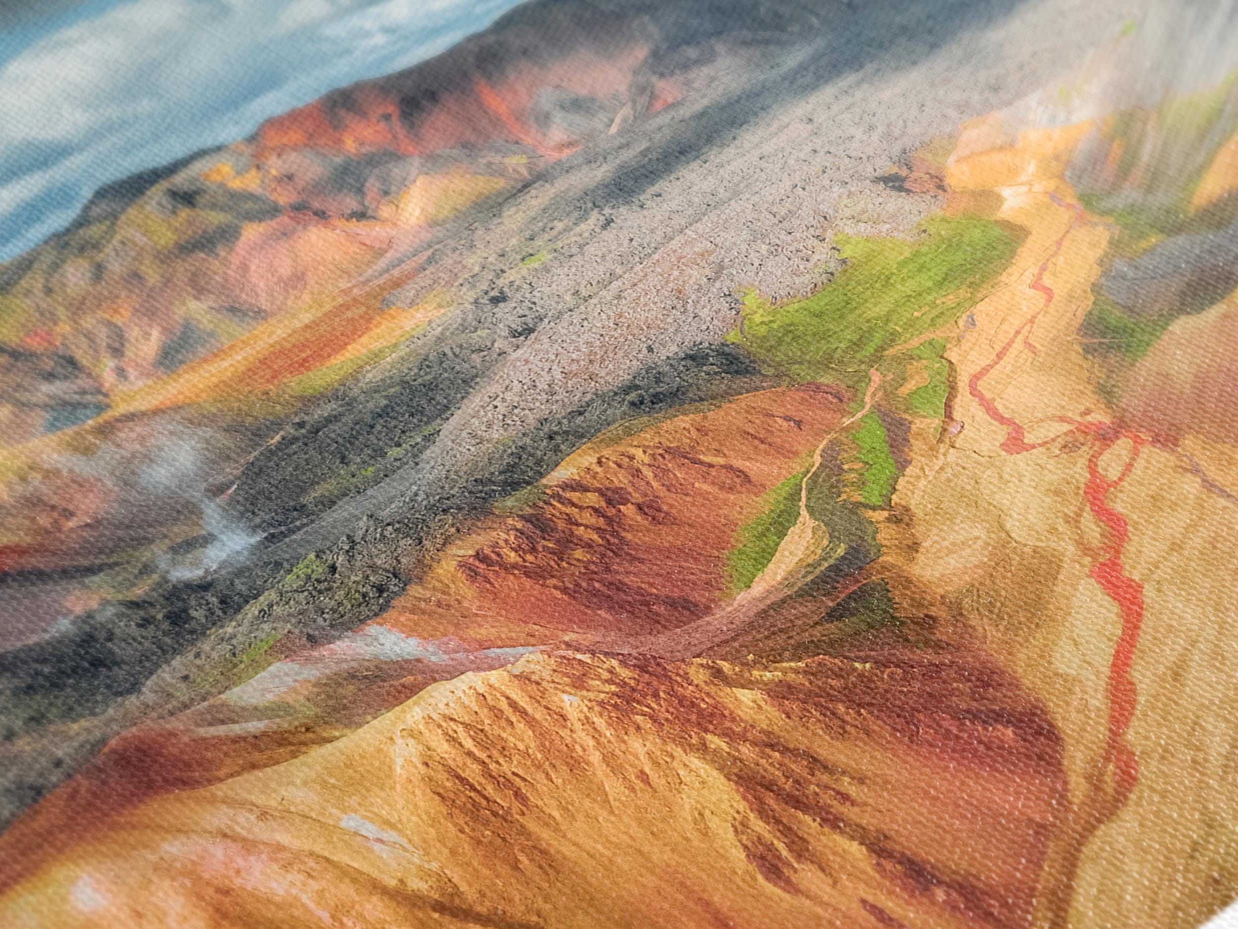 Landmannalaugar Iceland Canvas Print Vibrant Mountain Landscape Wall Art Large Volcanic Highlands Decor Colorful Nature Scene Artwork