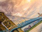 Covington Cityscape Wall Art - John A. Roebling Bridge Canvas Print, Ohio River Art Print, Modern Urban Cincinnati Wall Art for Wall Decor