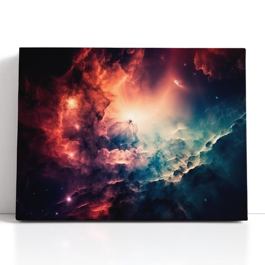 Deep Space Turquoise and Red Nebula - Canvas Print - Artoholica Ready to Hang Canvas Print