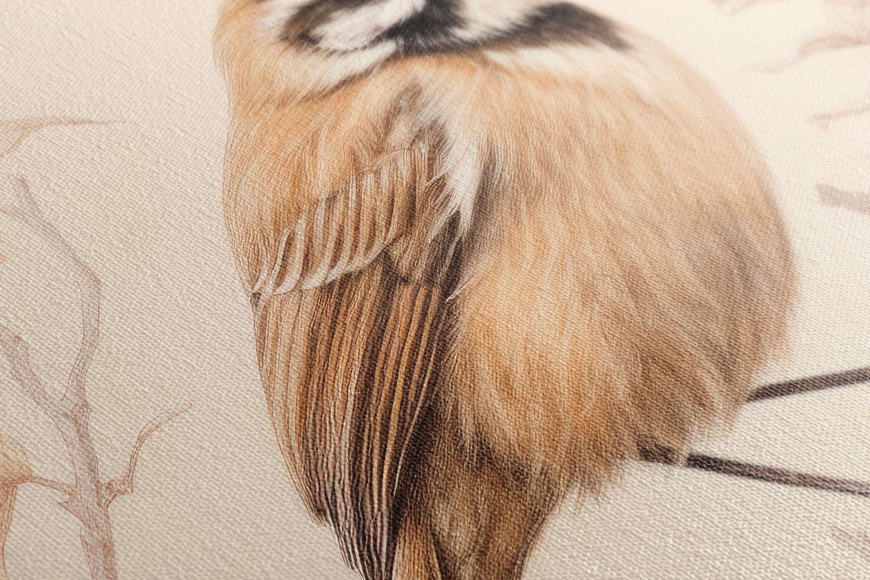 Delicate Bird Sketch Amidst Subtle Blooms - Canvas Print - Artoholica Ready to Hang Canvas Print