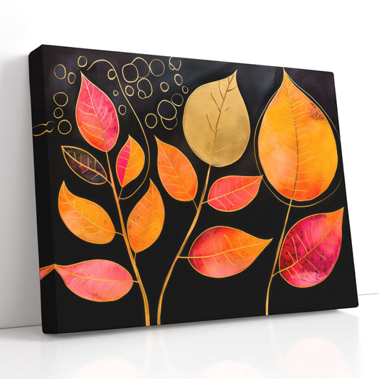 Delicate Gold Birch Leaves - Canvas Print - Artoholica Ready to Hang Canvas Print