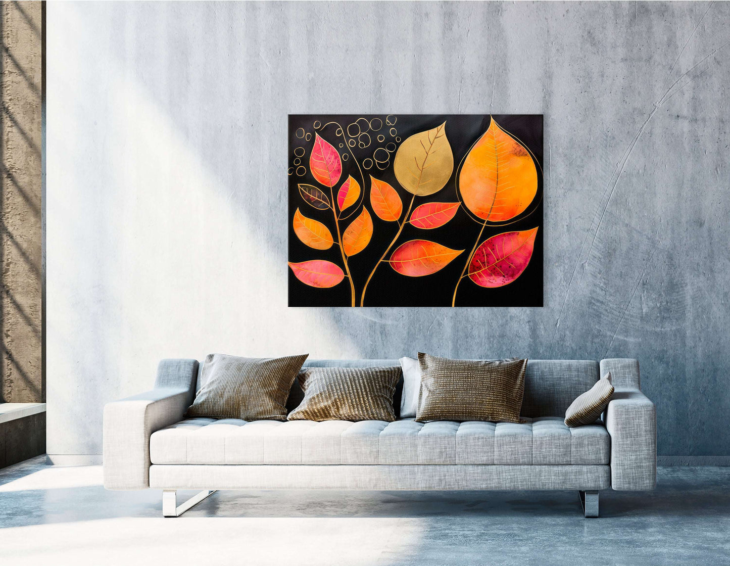 Delicate Gold Birch Leaves - Canvas Print - Artoholica Ready to Hang Canvas Print