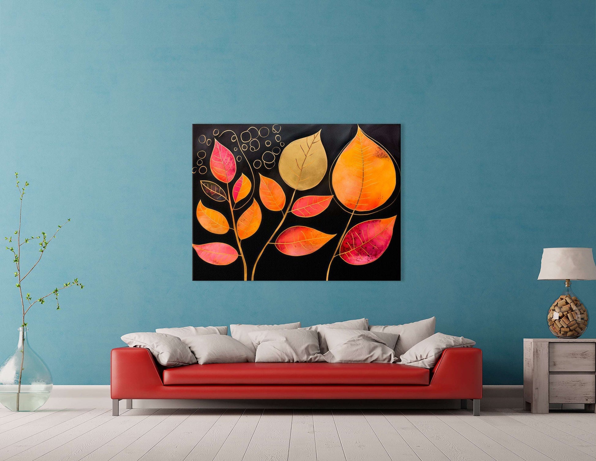 Delicate Gold Birch Leaves - Canvas Print - Artoholica Ready to Hang Canvas Print