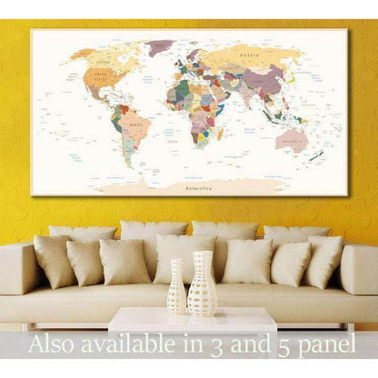 Detailed World Map for Office Wall DecorDecorate your walls with a stunning Detailed World Map Canvas Art Print from the world's largest art gallery. Choose from thousands of Detailed World Map artworks with various sizing options. Choose your perfect art