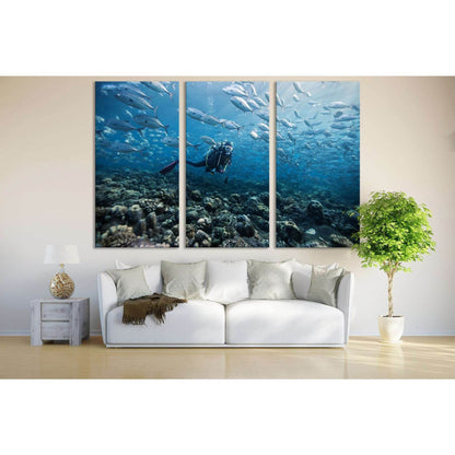 Diving Underwater №669 Ready to Hang Canvas PrintCanvas art arrives ready to hang, with hanging accessories included and no additional framing required. Every canvas print is hand-crafted, made on-demand at our workshop and expertly stretched around 100%