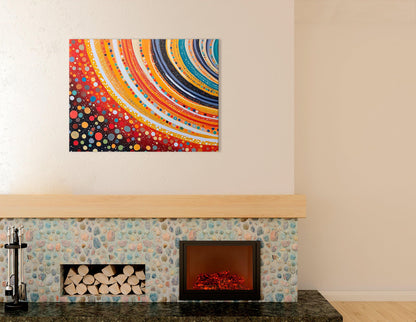 Dotted Abstract Canvas Print of Saturn Rings - Artoholica Ready to Hang Canvas Print