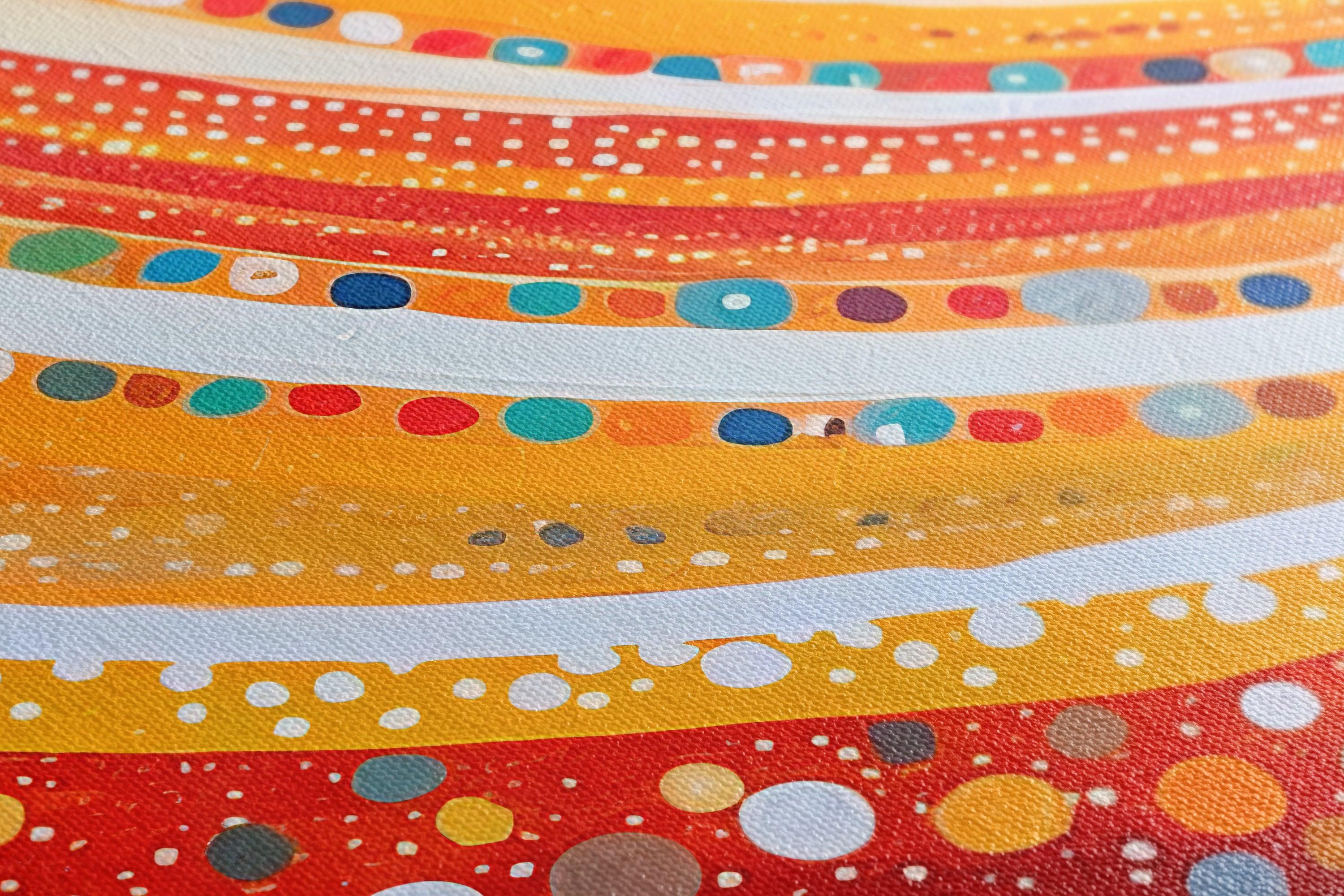 Dotted Abstract Canvas Print of Saturn Rings - Artoholica Ready to Hang Canvas Print