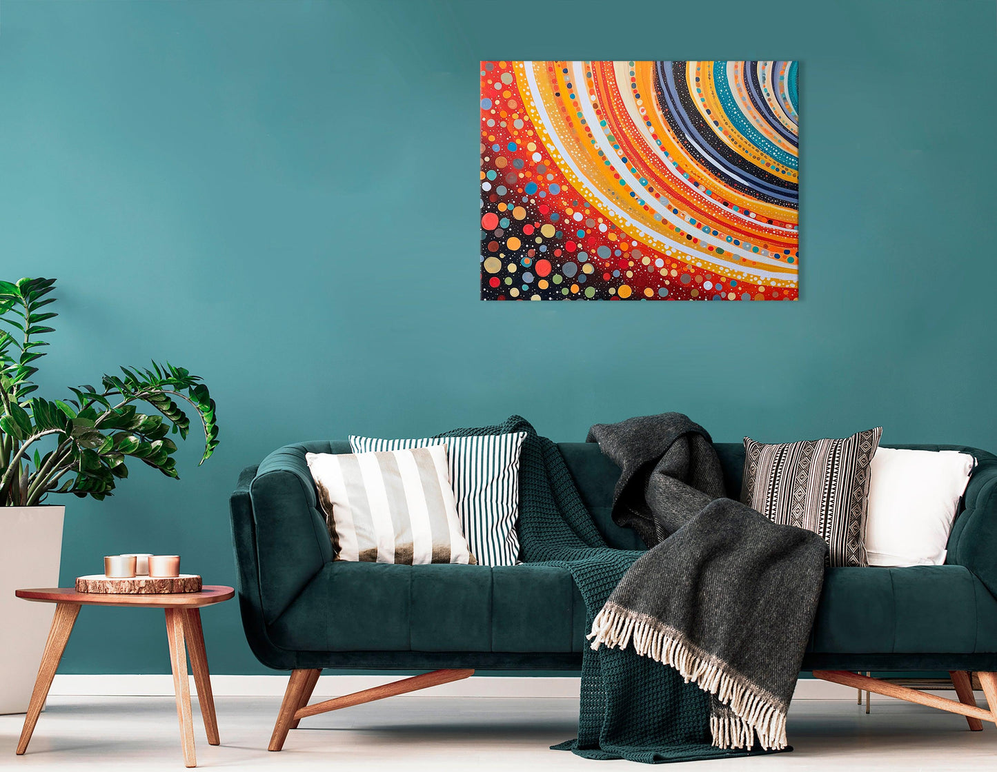 Dotted Abstract Canvas Print of Saturn Rings - Artoholica Ready to Hang Canvas Print