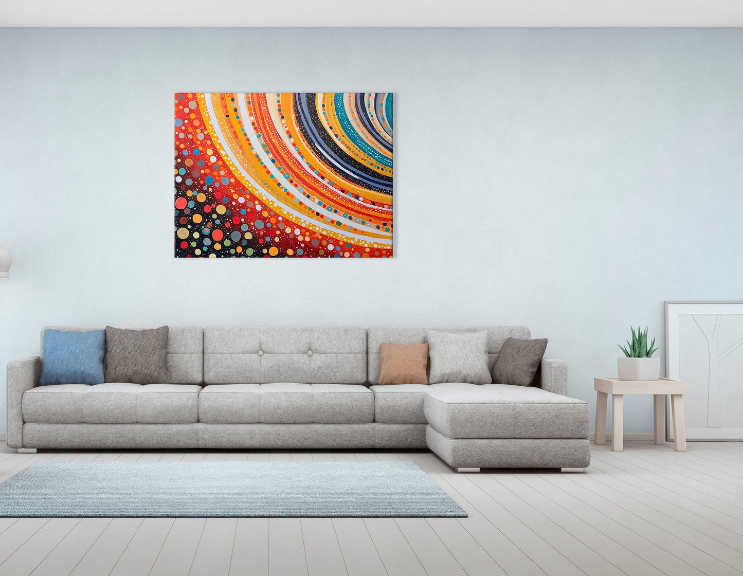 Dotted Abstract Canvas Print of Saturn Rings - Artoholica Ready to Hang Canvas Print