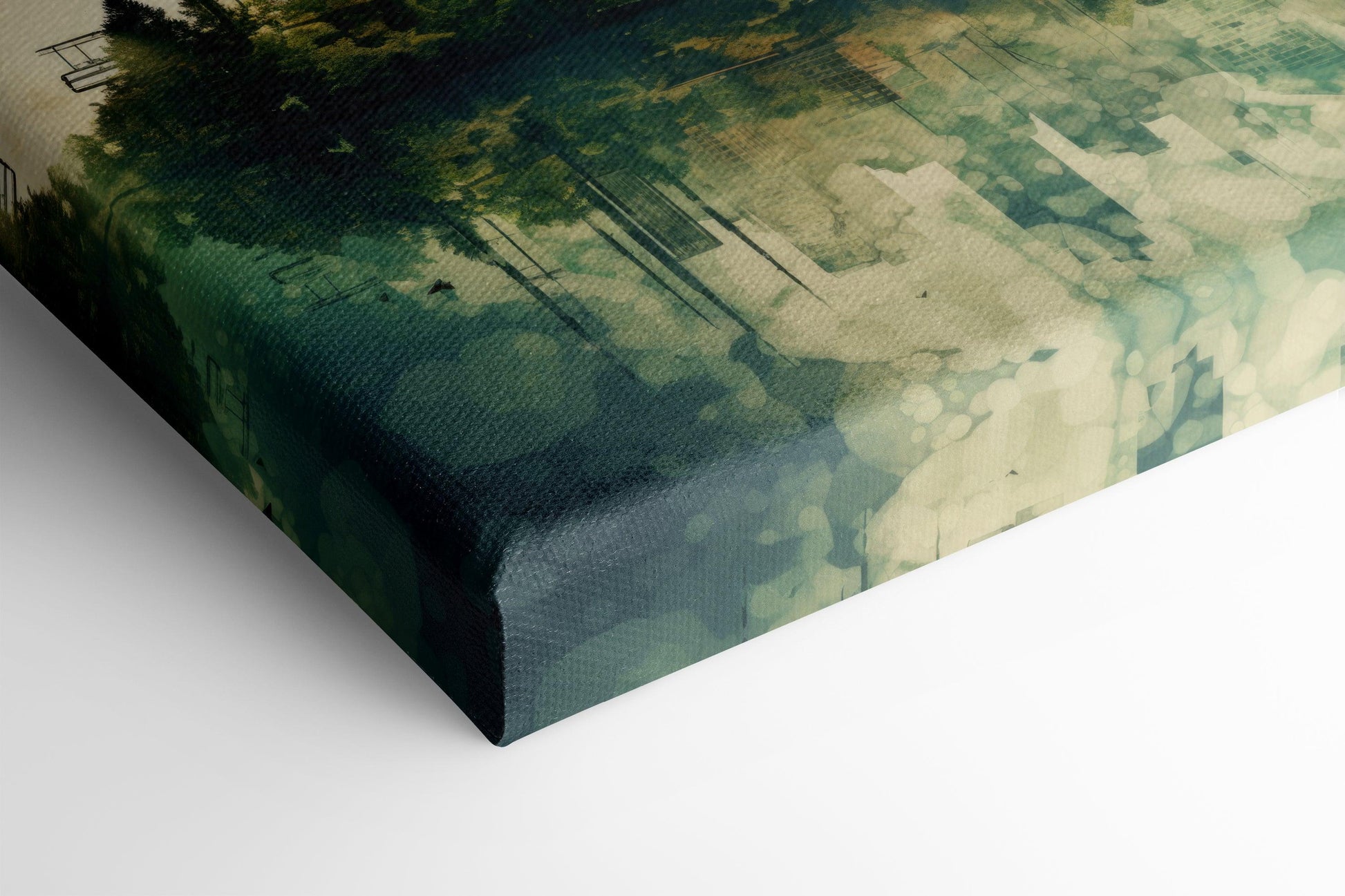 Double Exposure of a Modern Cityscape and Lush Jungle - Canvas Print - Artoholica Ready to Hang Canvas Print