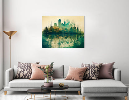 Double Exposure of a Modern Cityscape and Lush Jungle - Canvas Print - Artoholica Ready to Hang Canvas Print