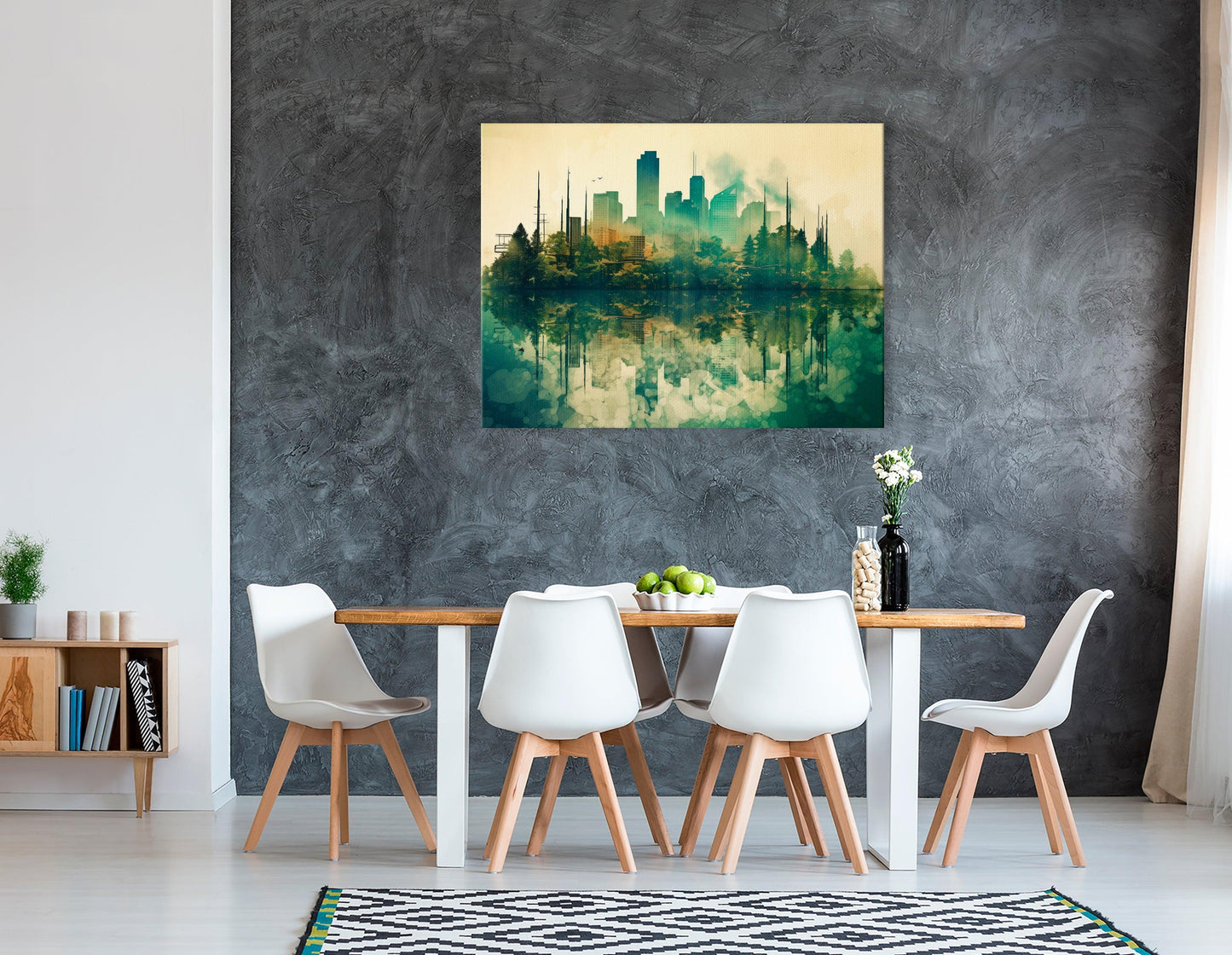 Double Exposure of a Modern Cityscape and Lush Jungle - Canvas Print - Artoholica Ready to Hang Canvas Print