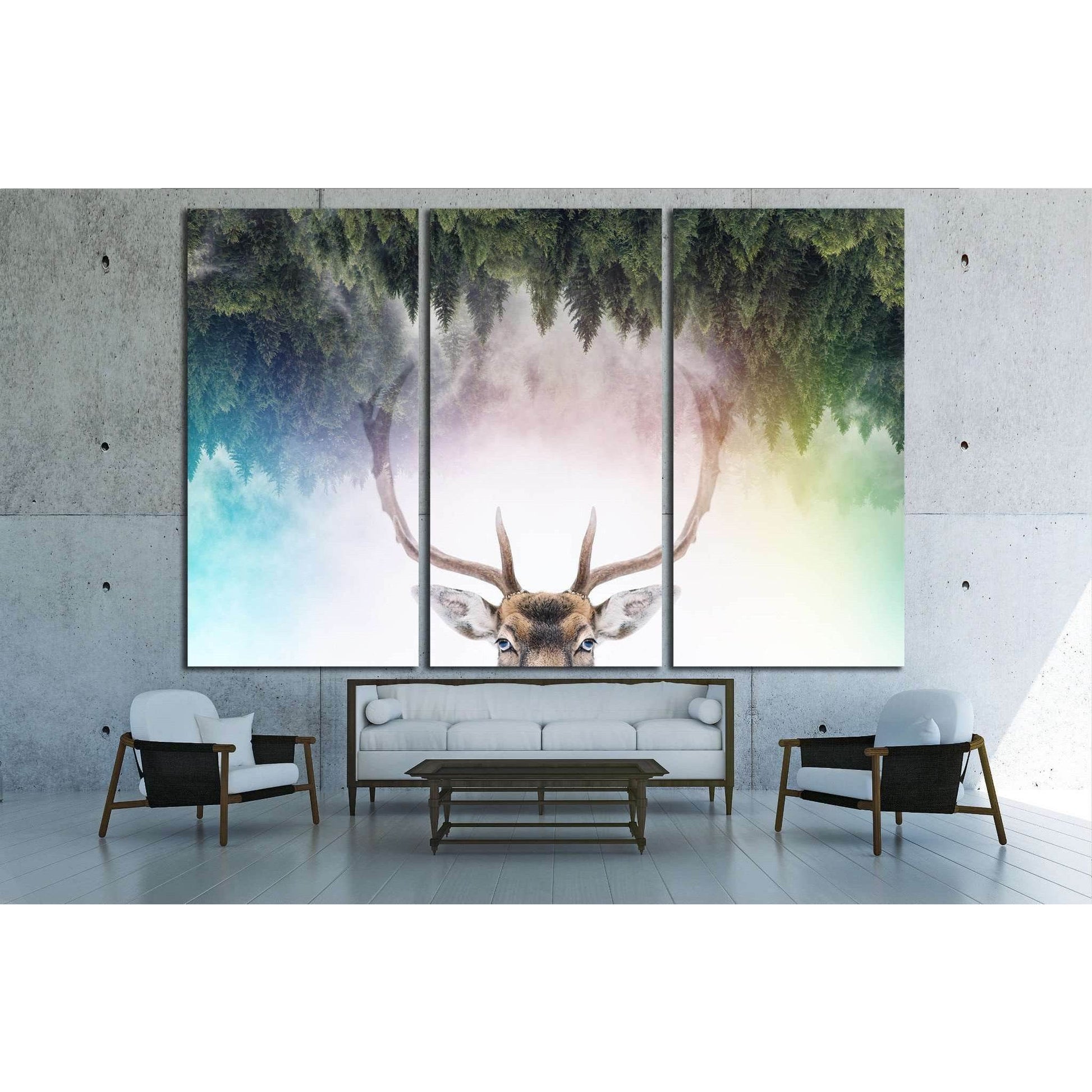 Double exposure of an antler and it's habitat №1828 Ready to Hang Canvas PrintCanvas art arrives ready to hang, with hanging accessories included and no additional framing required. Every canvas print is hand-crafted, made on-demand at our workshop and ex