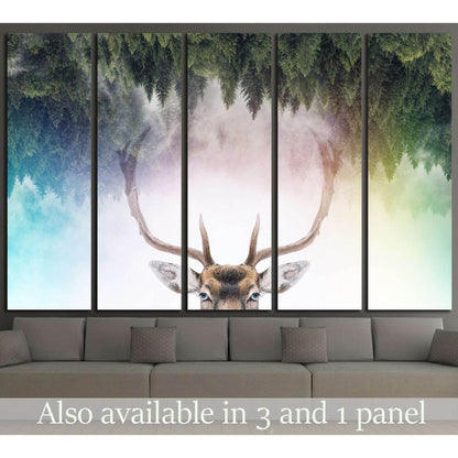 Double exposure of an antler and it's habitat №1828 Ready to Hang Canvas PrintCanvas art arrives ready to hang, with hanging accessories included and no additional framing required. Every canvas print is hand-crafted, made on-demand at our workshop and ex