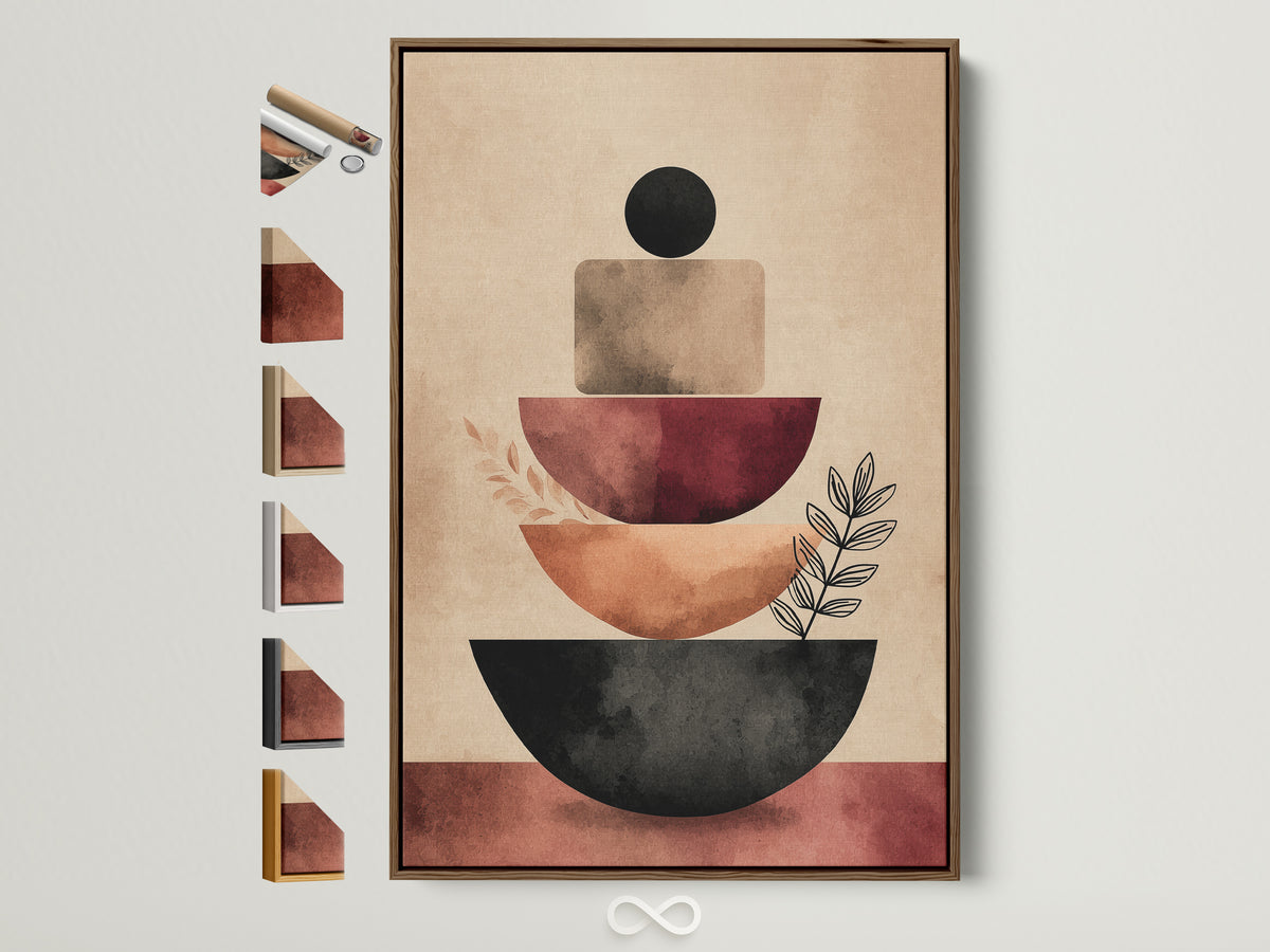 Stacked Terracotta & Beige Stacked terracotta and beige geometric shapes print