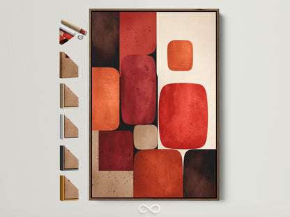 Explore framed artwork options. A brown frame surrounds abstract art. See all available frame styles to perfectly complement your art and decor. Customize your artwork today.