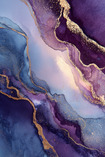 Blue Gold Brain Art Print – Abstract Science Canvas, Purple & Metallic Modern Office Decor, Unique Gift for Psychologist or Neuroscientist