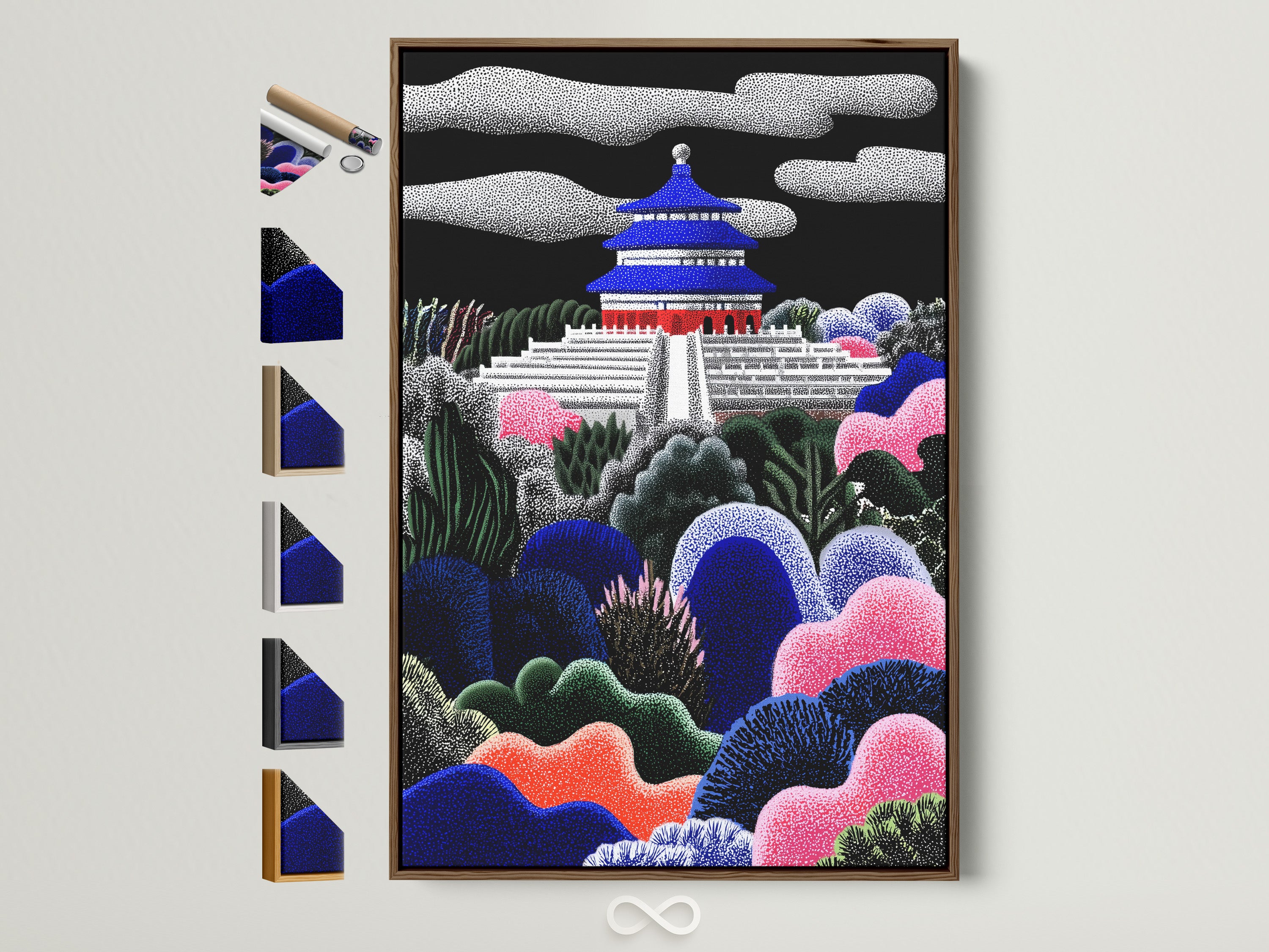 Explore framed art prints. See frame choices like brown oak white black and gold. Each enhances artwork. Discover options for your perfect art display. Find the ideal frame to complement your artwork. Transform your space with framed art. Many options available.