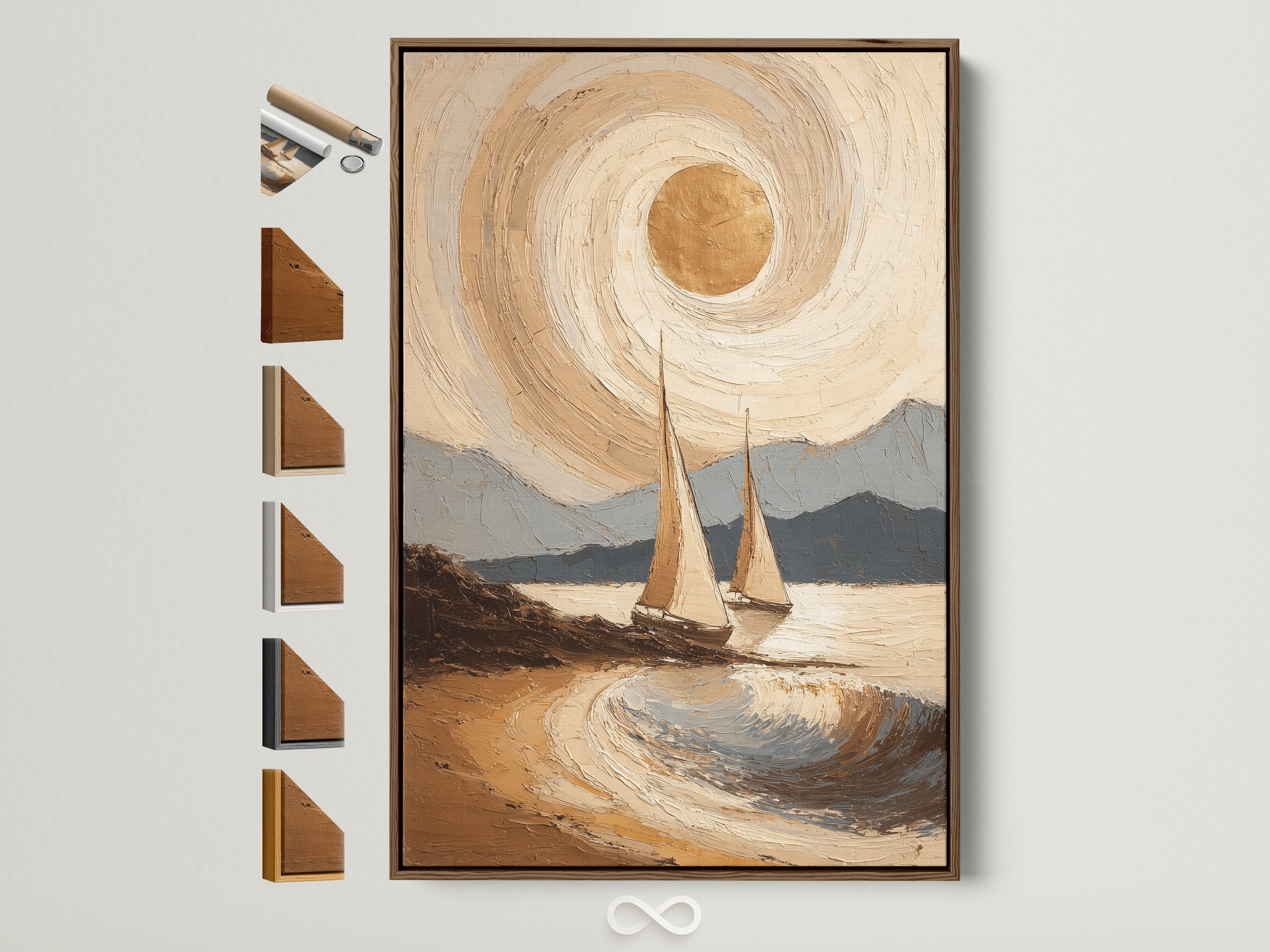 Coastal Sailboat Art Print - Nautical Beach Painting, Ocean Wave Landscape, Seascape Wall Decor, Maritime Home Art, Sailing Boats