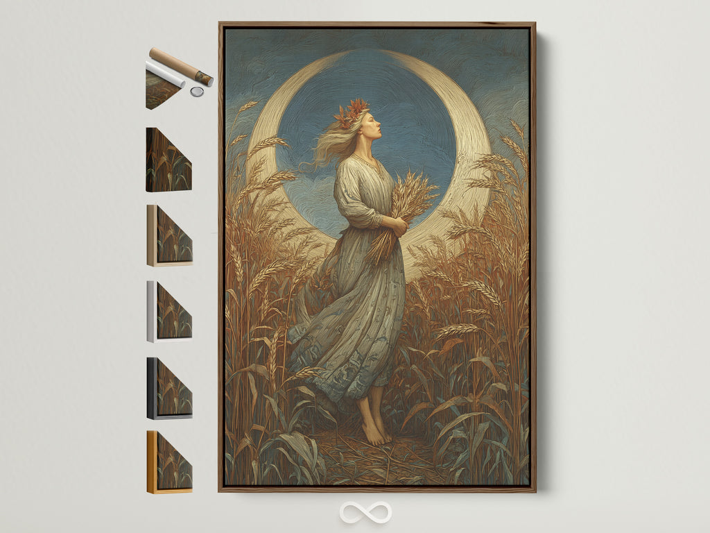 Explore framing options for your artwork. This photo showcases a brown frame. It is displayed alongside other frame choices. Find the perfect frame to complement your art. Enhance your living space with framed art.