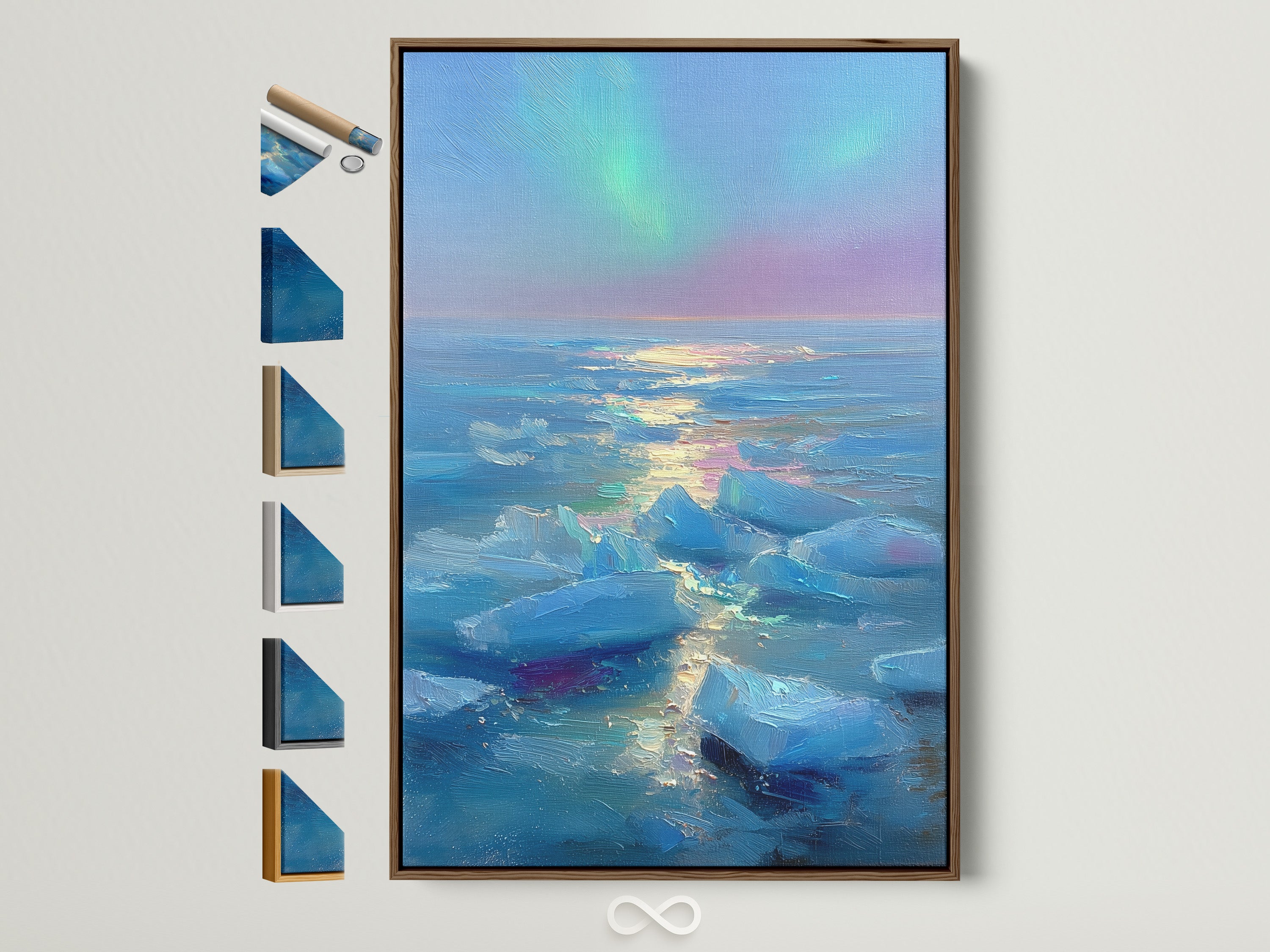 A captivating artwork is displayed in a brown frame. This frame is just one of the frame options available. Discover various frame styles to perfectly complement your chosen artwork. Enhance your space with framed art that reflects your unique taste.