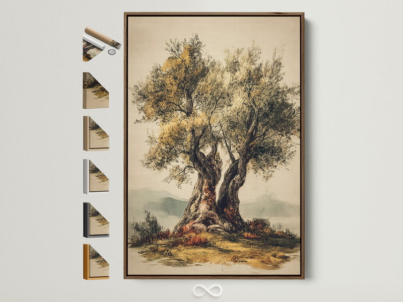 Vintage olive tree botanical artwork