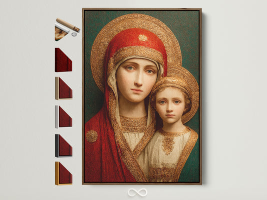 Sacred Mother Child Icon - Religious Art Print, Byzantine Style Portrait, Orthodox Icon Wall Art, Christian Home Decor, Spiritual Gift