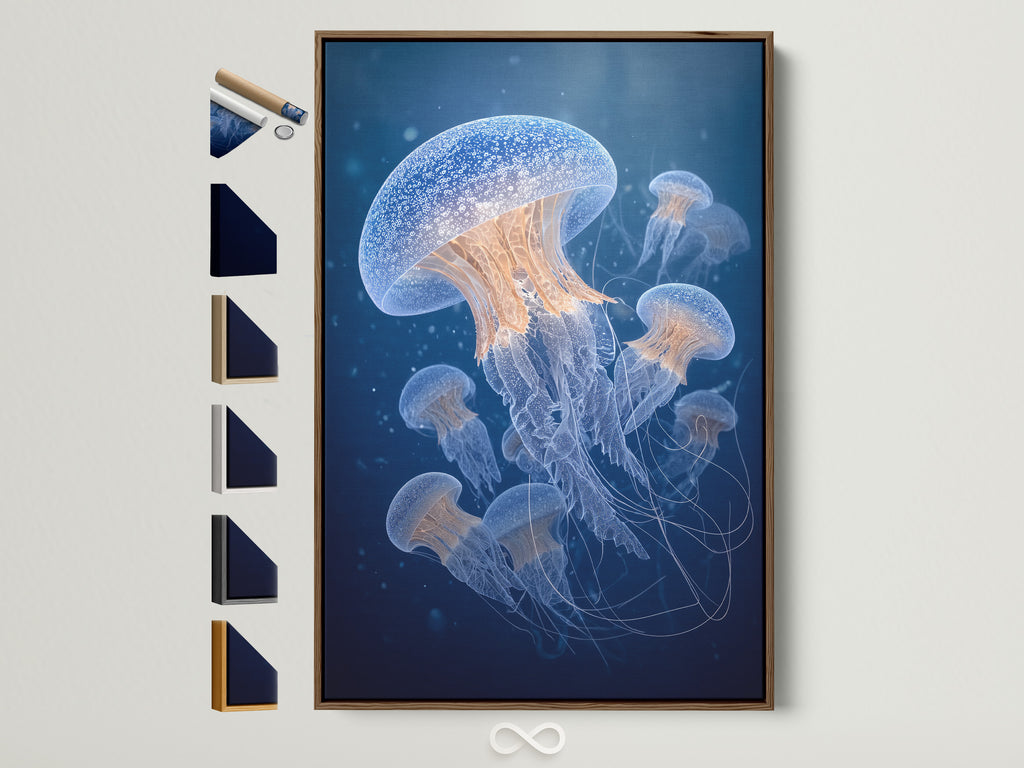 A brown frame displays various frame options. Explore frame choices for your artwork. This showcases the variety of framing options. Each option is displayed with care and precision. Find the perfect frame to complement your art.