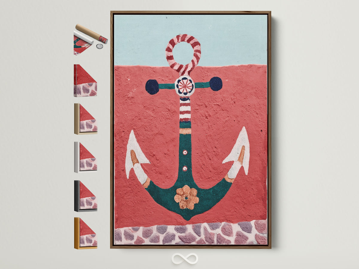 Abstract anchor motif canvas in geometric colors