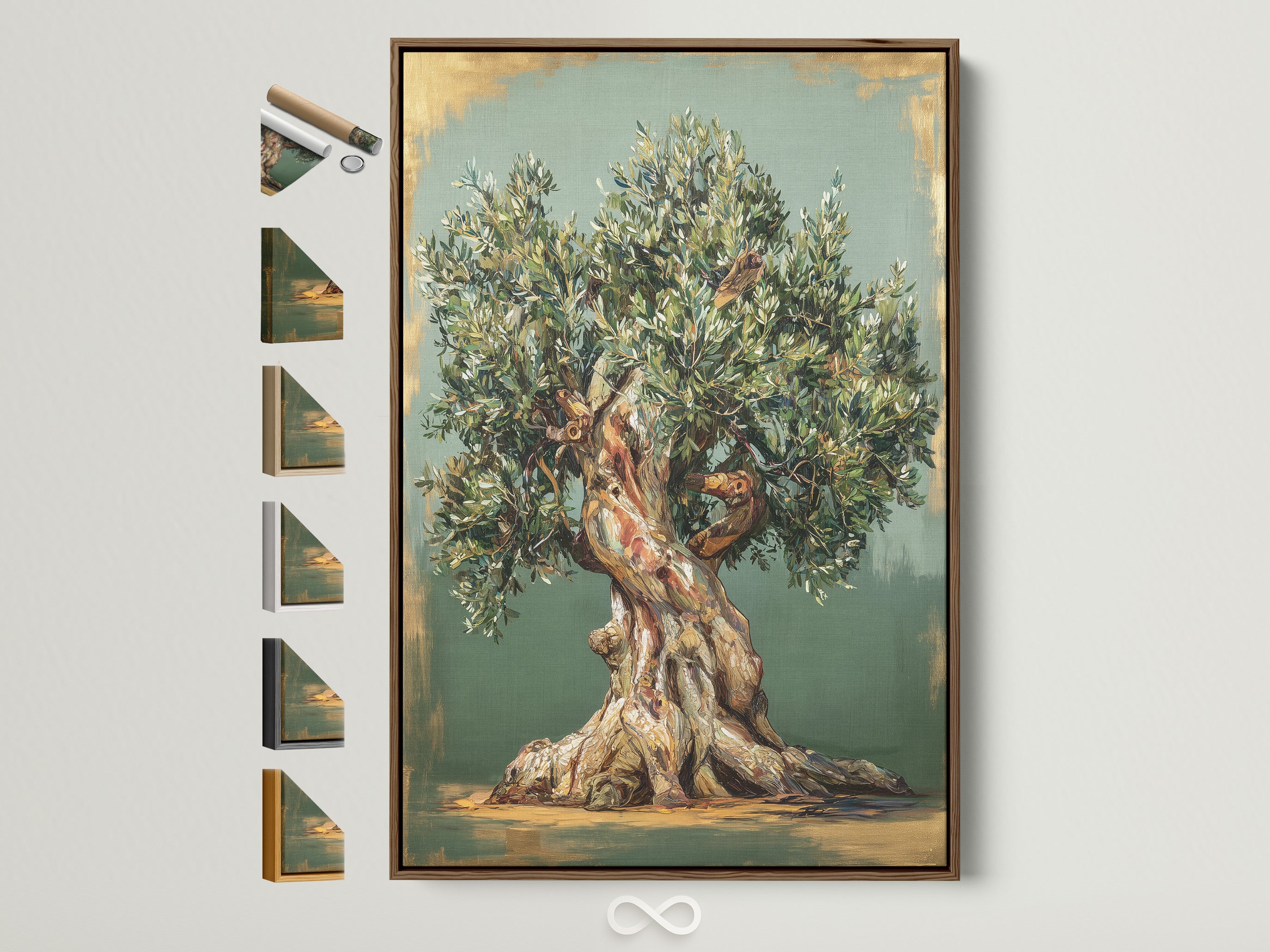 Explore framing options with this brown frame. See it alongside other available frame styles. Find the perfect frame to complement your chosen artwork. Many options ensure a seamless match.