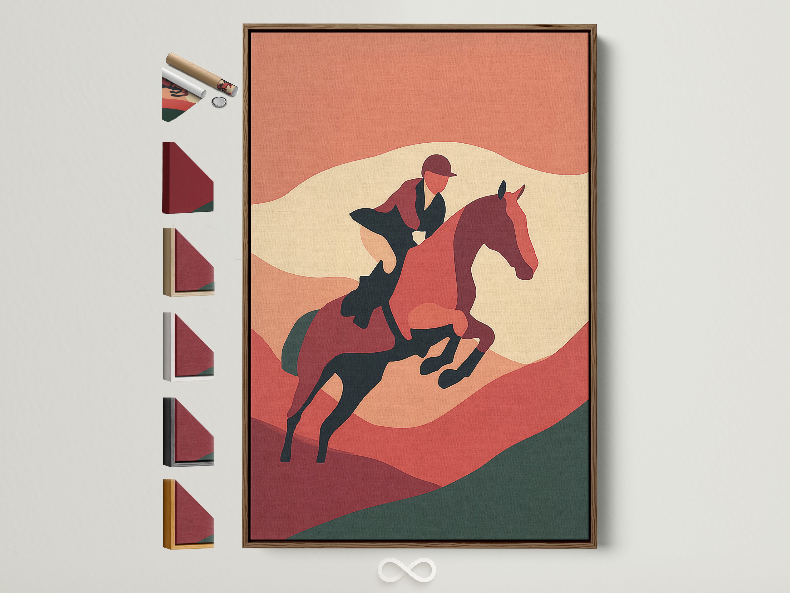 Equestrian Art Print - Horse Rider Canvas Wall Art, Vintage Terracotta –  Artoholica, image size:3000x2250