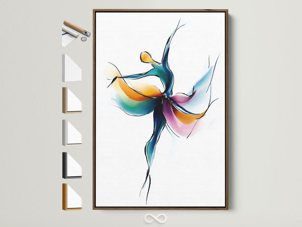 Abstract Dancer Canvas Print — colorful ballet movement art for studios