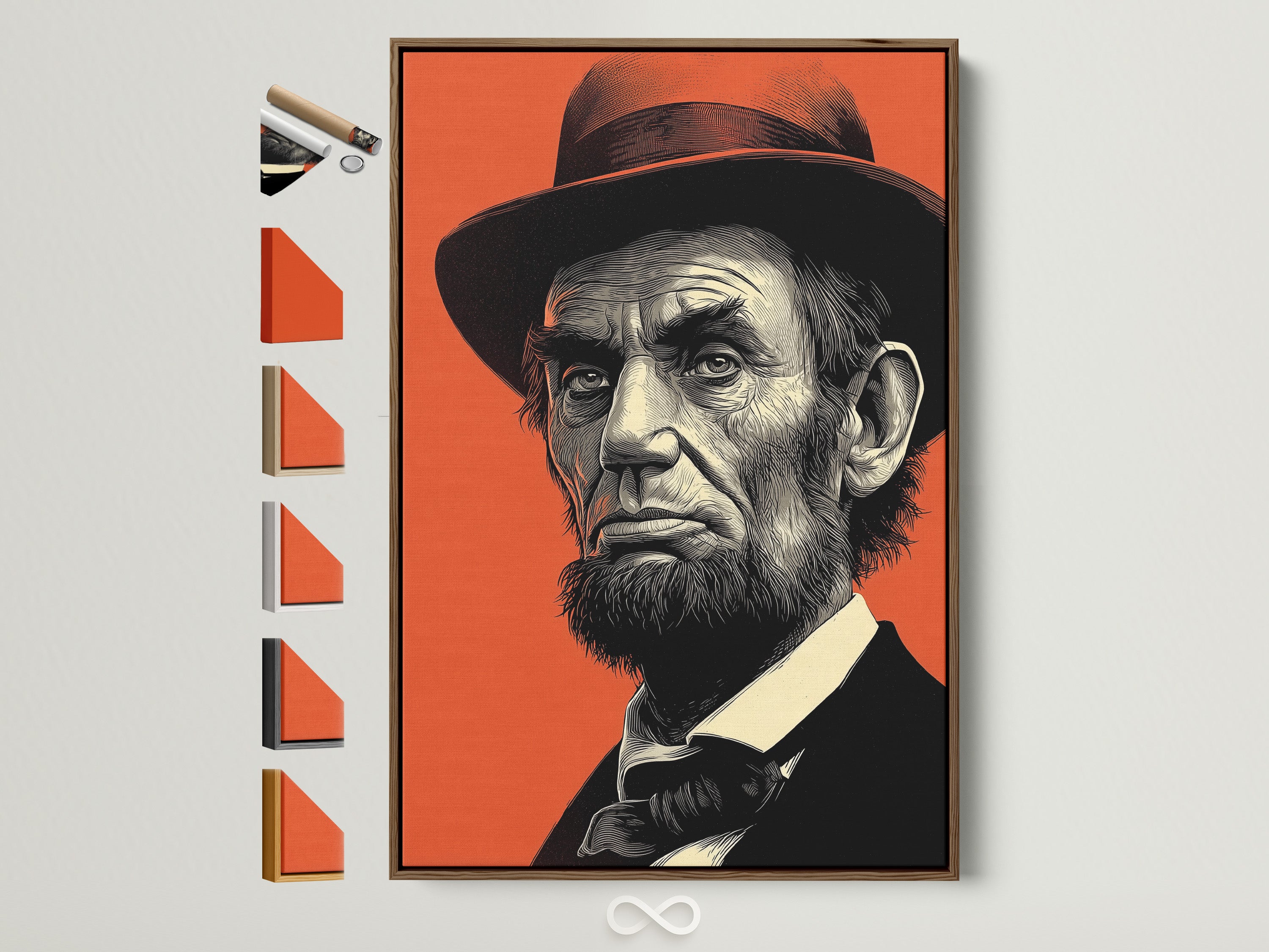 Explore frame options with this artwork. See a brown frame showcasing the art piece. All frame styles are displayed. Find the perfect frame to match your style and home decor. Enhance your walls with framed artwork.