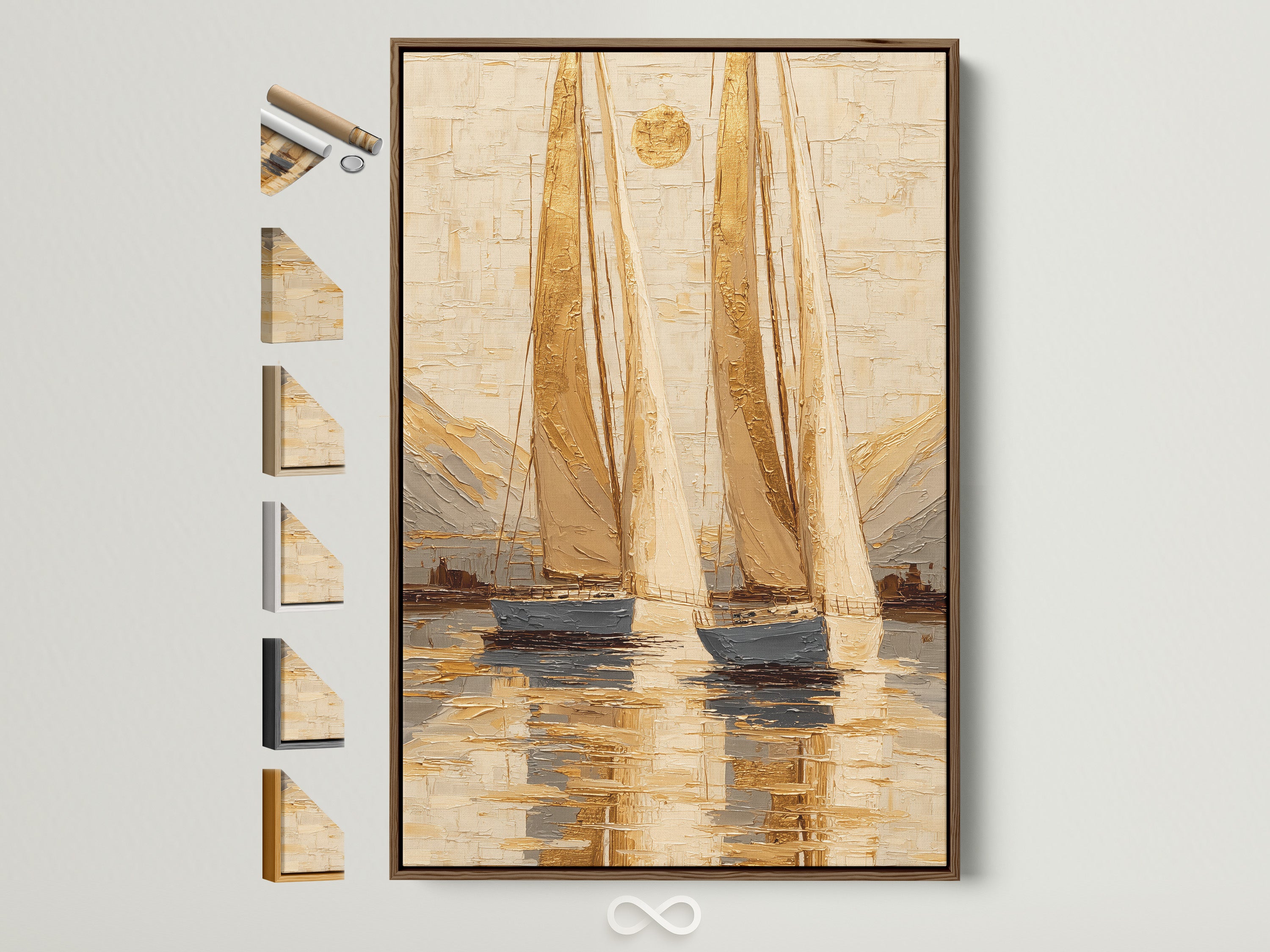 Sailboat Sunset Painting - Nautical Wall Art, Ocean Seascape Canvas Print, Coastal Home Decor, Maritime Art, Boat Artwork