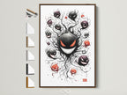 A ghostly gathering artwork is displayed in a brown frame. See all frame options available. Perfect eerie gaming artwork for your game room decor. This spooky character wall art adds a unique touch to any space.