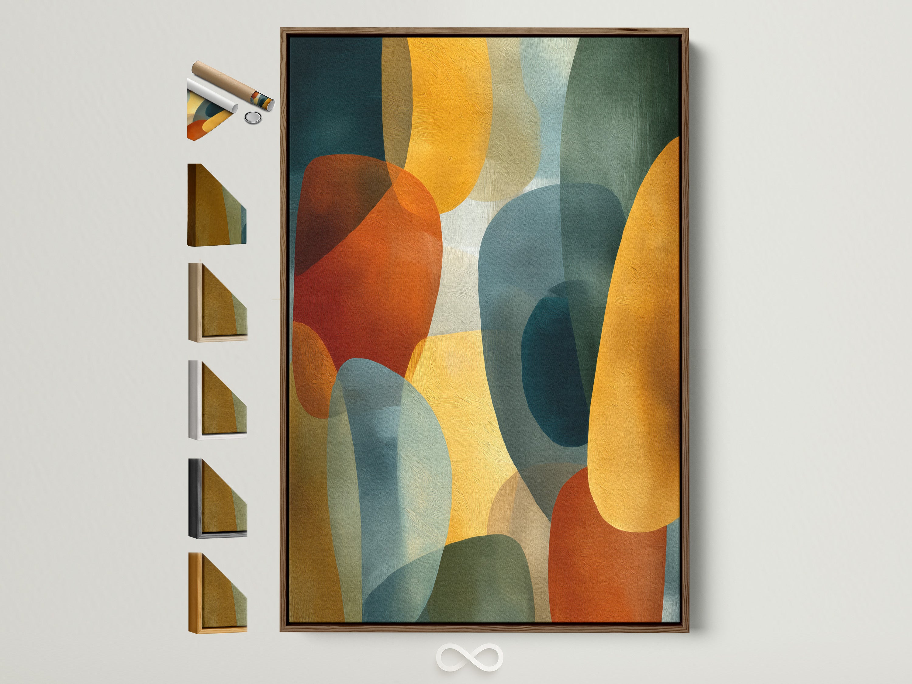 Abstract Geometric Canvas Print - Modern Colorful Wall Art, Contemporary Shapes Artwork for Living Room Decor