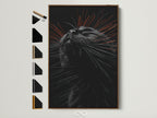 A brown cat portrait frame is showcased with various frame style samples on the side. Explore our artwork options for feline canvas prints pet portraits and minimalist animal art. Find the perfect art piece to express your style.